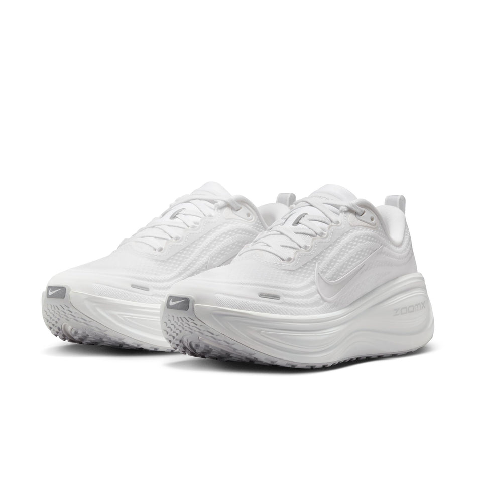 A pair of Nike Women's Vomero Plus Road Running Shoes in the White/Summit White-Photon Dust colourway. (8756158660770)