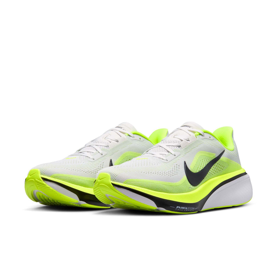 A pair of Nike Men's Pegasus 42 Road Running Shoes in the Photon Dust/Black-Volt-White colourway.