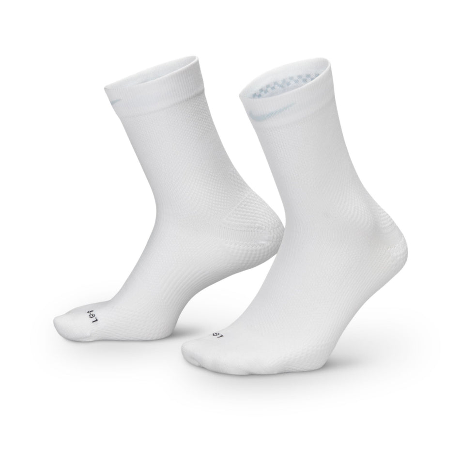 A pair of Nike Lightweight Running Micro Crew Socks in the White/Black/Pure Platinum colourway.