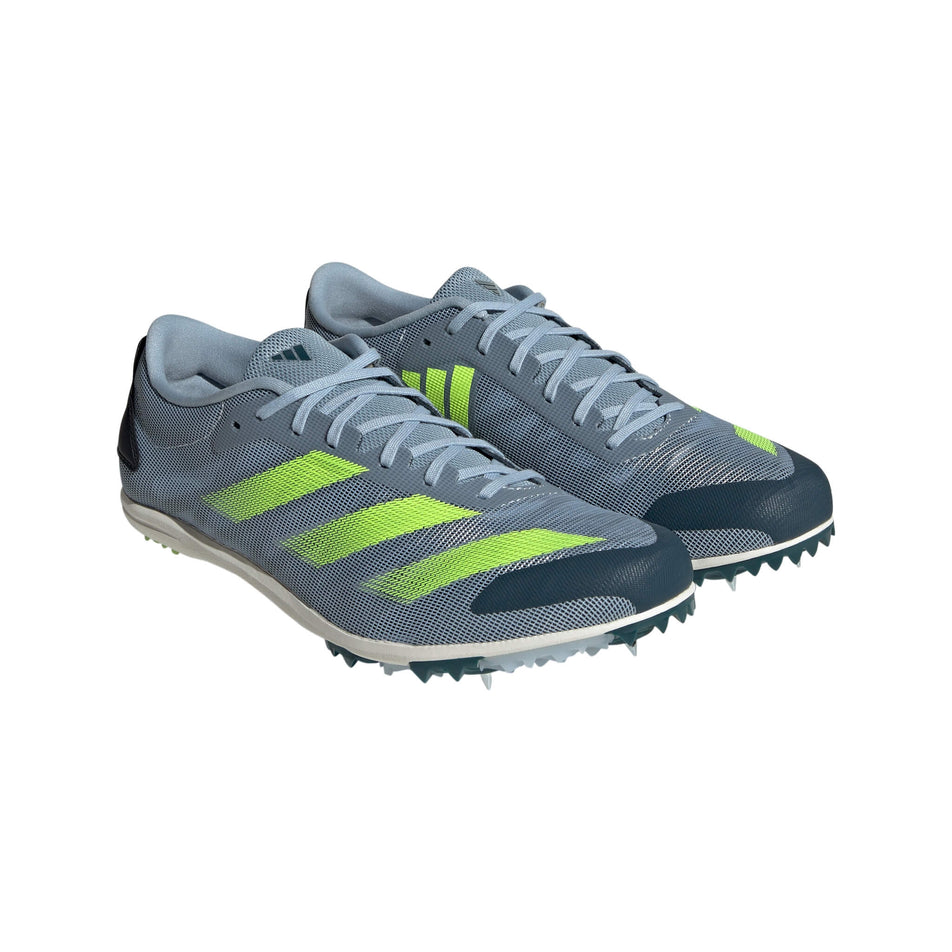 A pair of adidas unisex adizero XCS Running Spikes in the wonder blue/lucid lemon/arctic night colourway (8030093901986)
