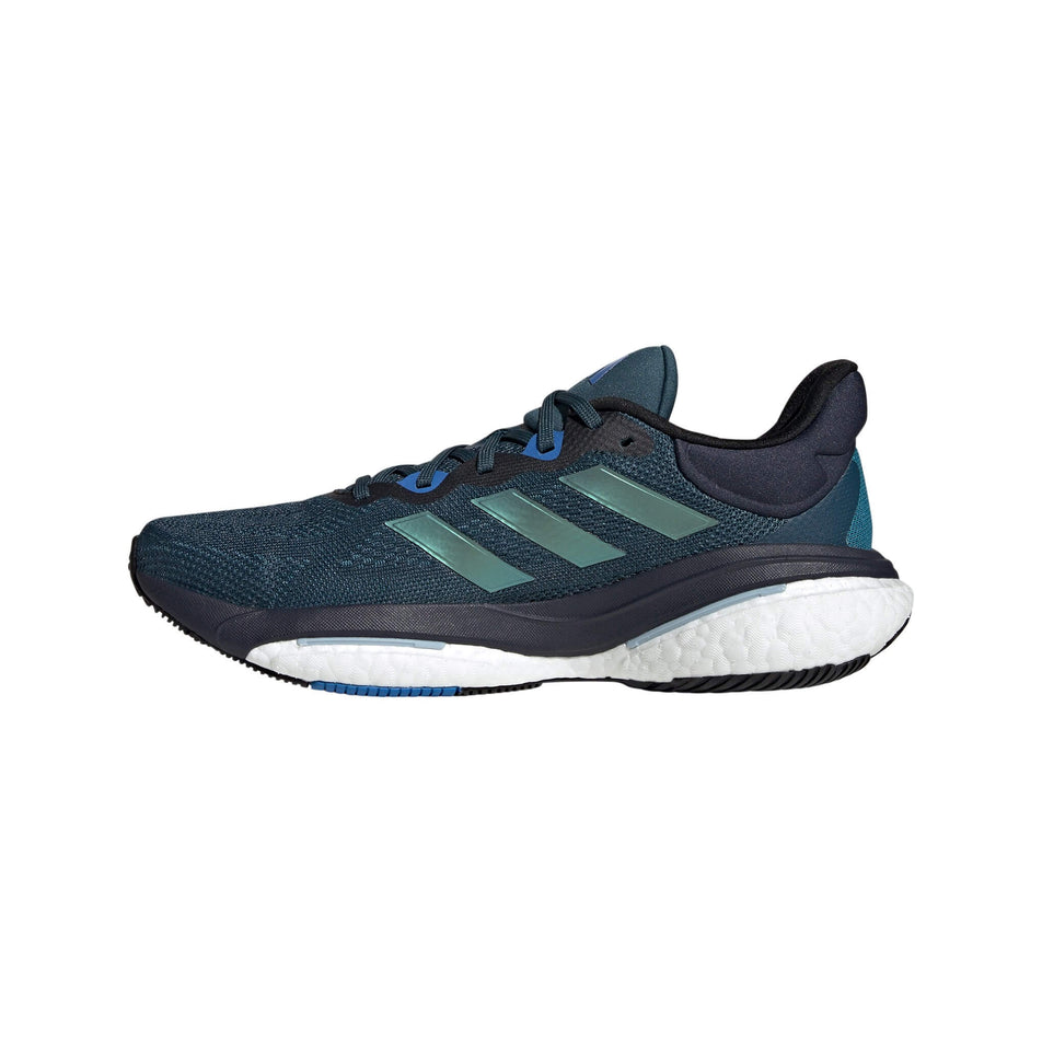 Medial side of the right shoe from a pair of adidas Men's Solarglide 6 Running Shoes in the Arctic Night/Core Black/Arctic Fusion colourway (7969125171362)
