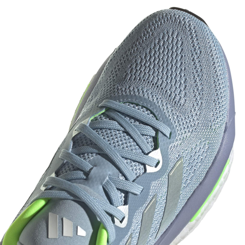 Lateral side of the front part of the right shoe from a pair of adidas Women's Solarglide 6 Running Shoes in the Wonder Blue/Lucid Lemon/Lucid Lemon colourway (7969220362402)