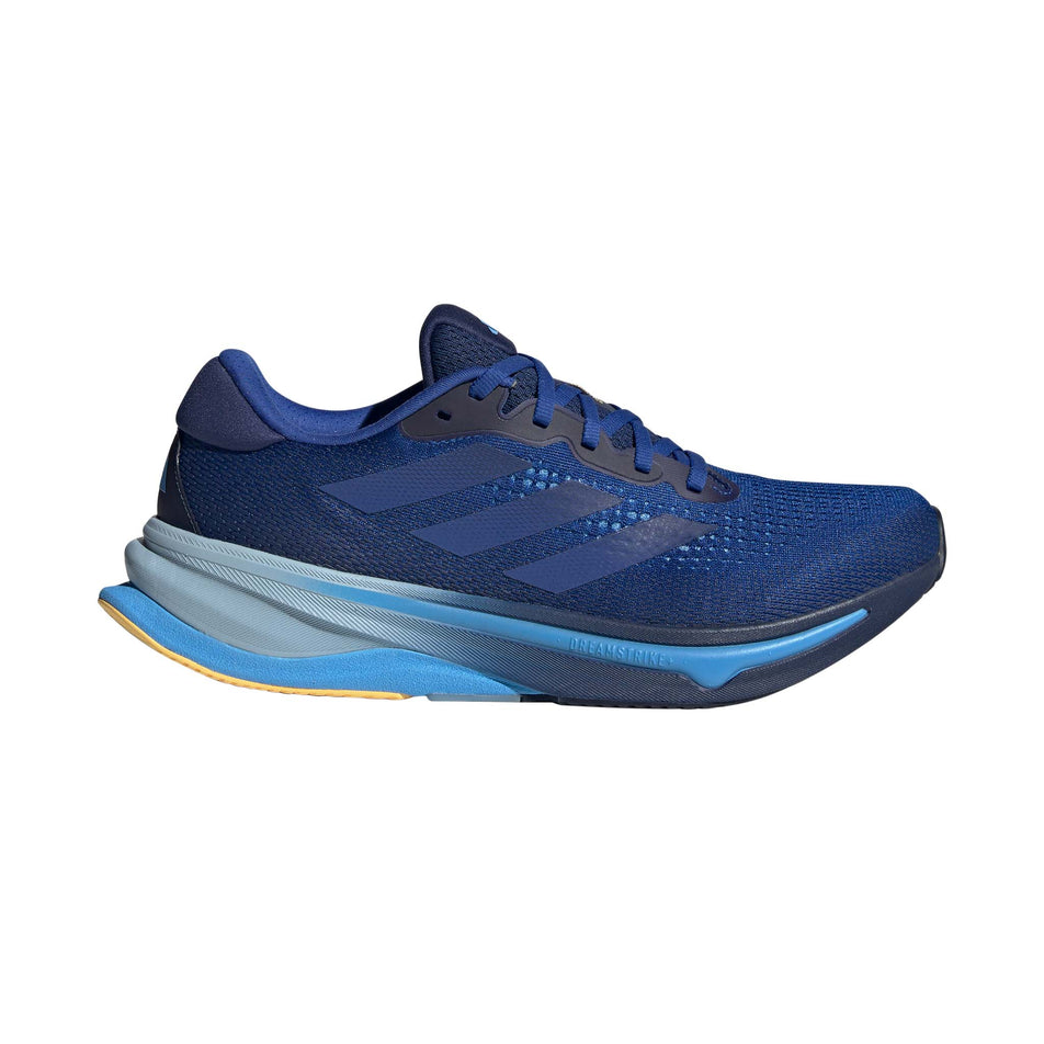 Lateral side of the right shoe from a pair of adidas Men's Supernova Solution Running Shoes in the Team Royal Blue/Dark Blue/Blue Burst colourway (8192144146594)