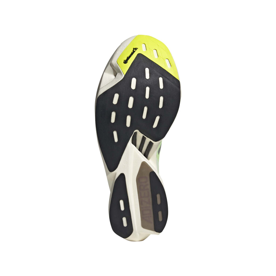 Outsole of the right shoe from a pair of adidas Men's Adizero Adios Pro 3 Running Shoes in the Green Spark/Aurora Met./Lucid Lemon colourway (8115786842274)