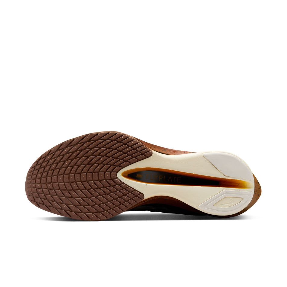 The outsole of the left shoe from a pair of Nike Men's Vaporfly 4 Road Racing Shoes in the Velvet Brown/Soft Pearl-Black colourway. (8723634094242)