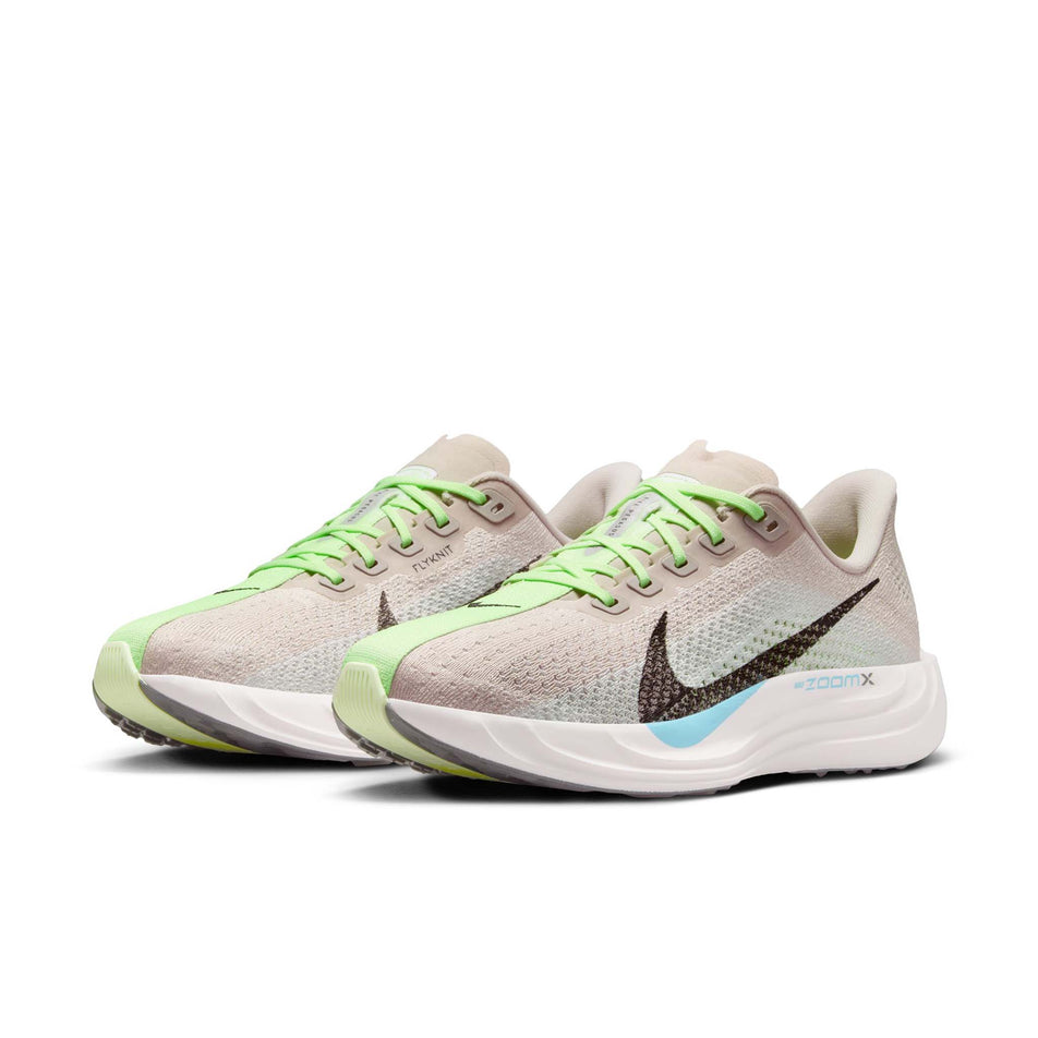 A pair of Nike Women's Pegasus Plus Road Running Shoes in the Silt Red/Black-Barely Volt-Platinum Tint colourway. (8724641415330)