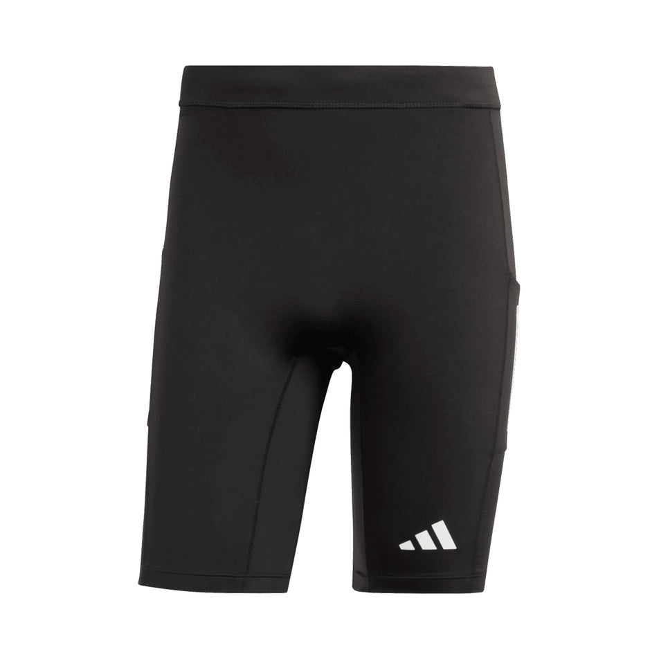 Front view of the adidas Men's Own The Run Short Tights in the Black colourway. (8751020671138)