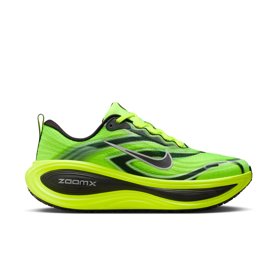 Lateral view of the right shoe from a pair of Nike Men's Vomero Plus SE Road Running Shoes in the Multi-Color/Black-Volt-White colourway.