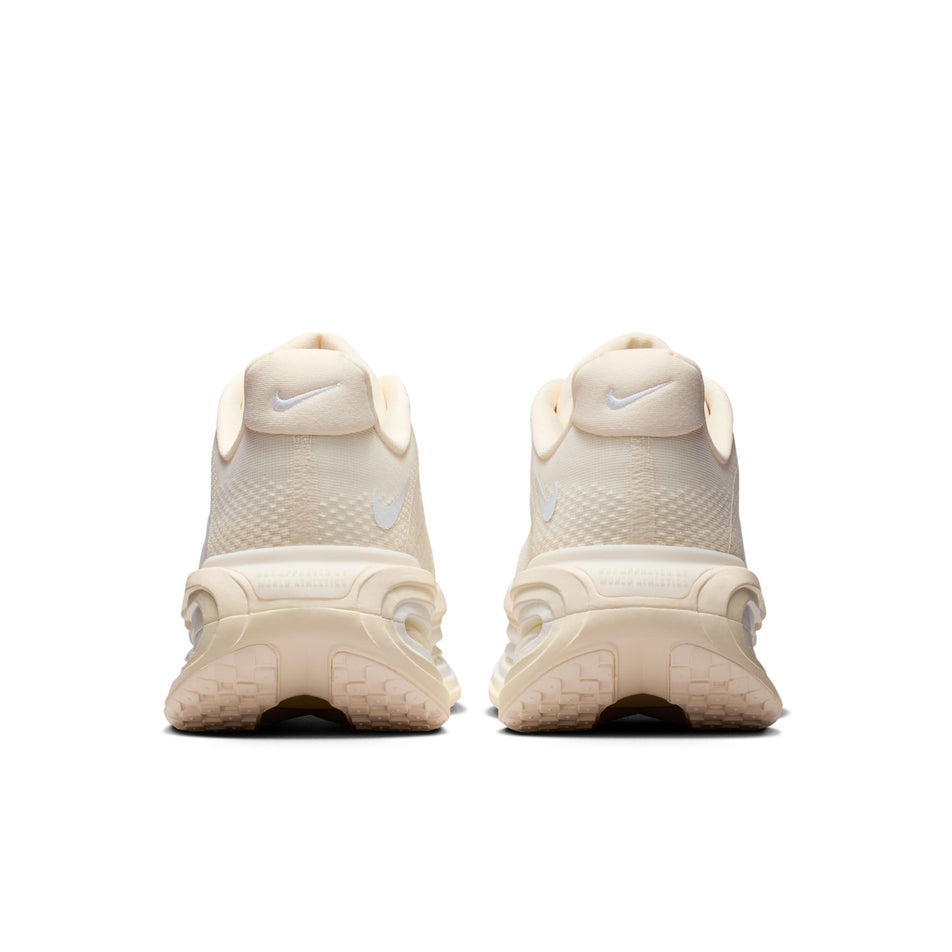 The back of a pair of Nike Women's Vomero Premium Road Running Shoes in the Chalk/White-Pale Ivory-Summit White colourway.