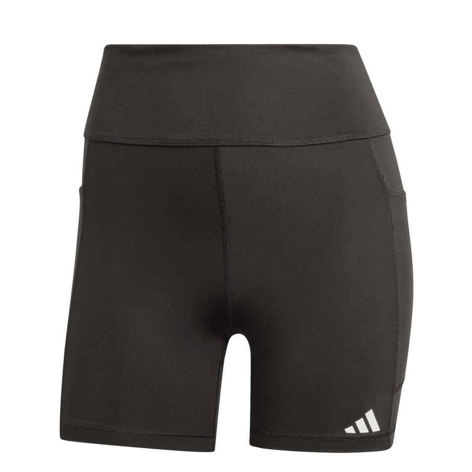 Front view of the adidas Women's Own The Run Short Leggings in the Black colourway. (8665248268450)