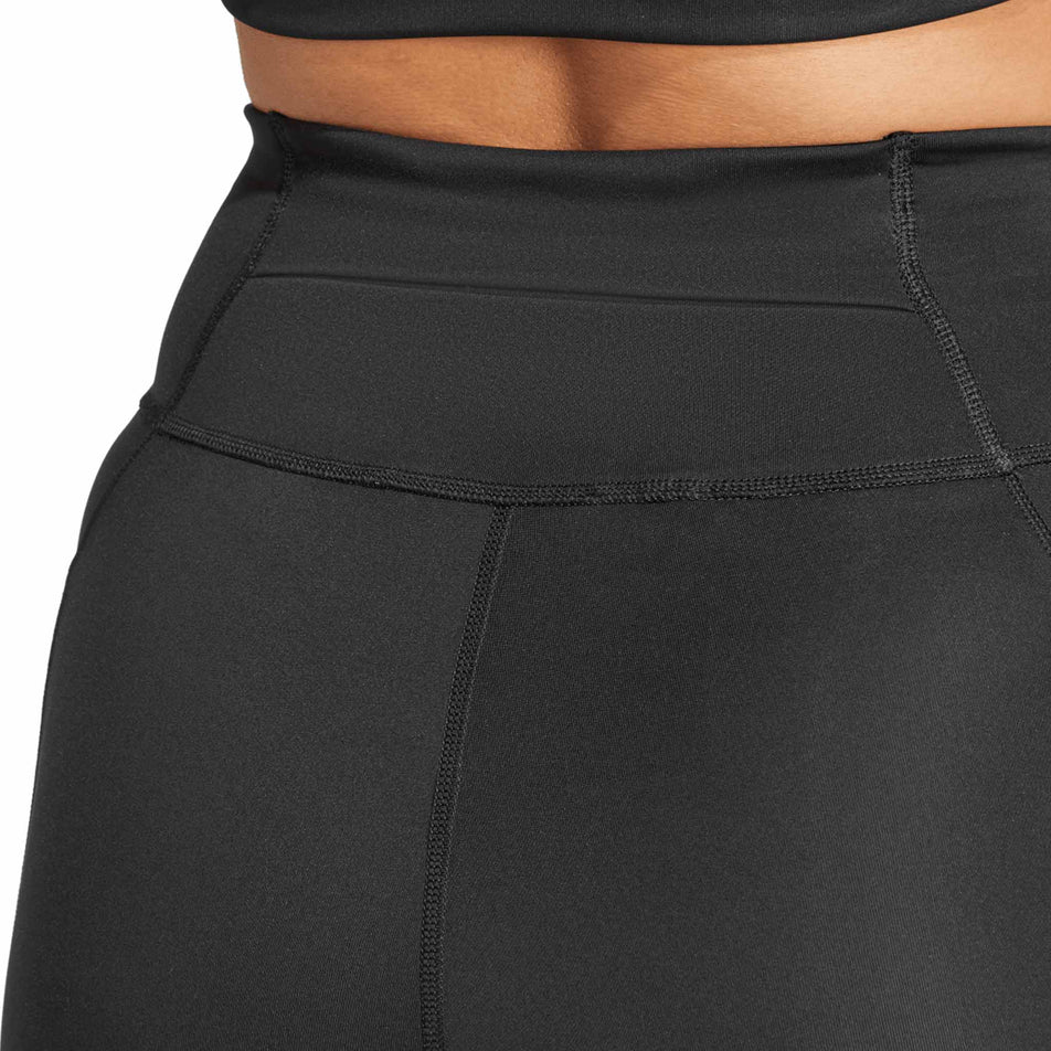 Close up of the pocket on the back of the adidas Women's Own The Run Short Leggings in the Black colourway. (8665248268450)