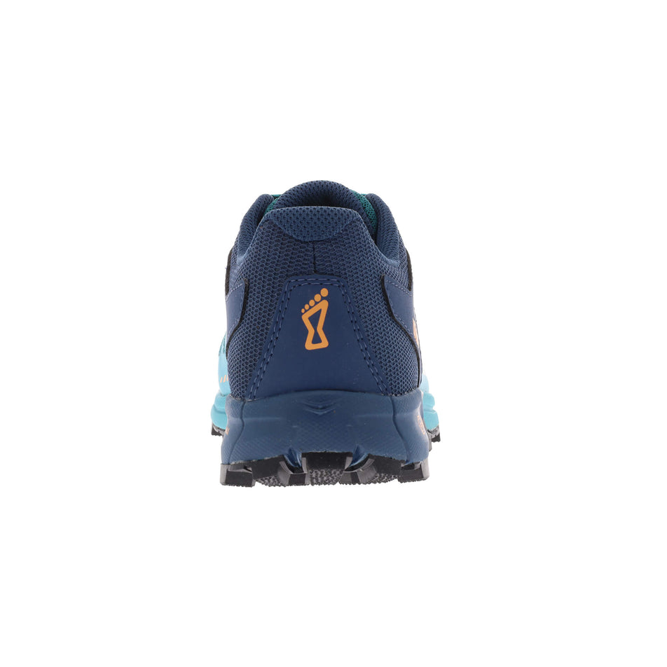 Back of the right shoe from a pair of inov-8 Women's Roclite G 275 V2 Running Shoes in the Teal/Navy/Nectar colourway (7744944865442)
