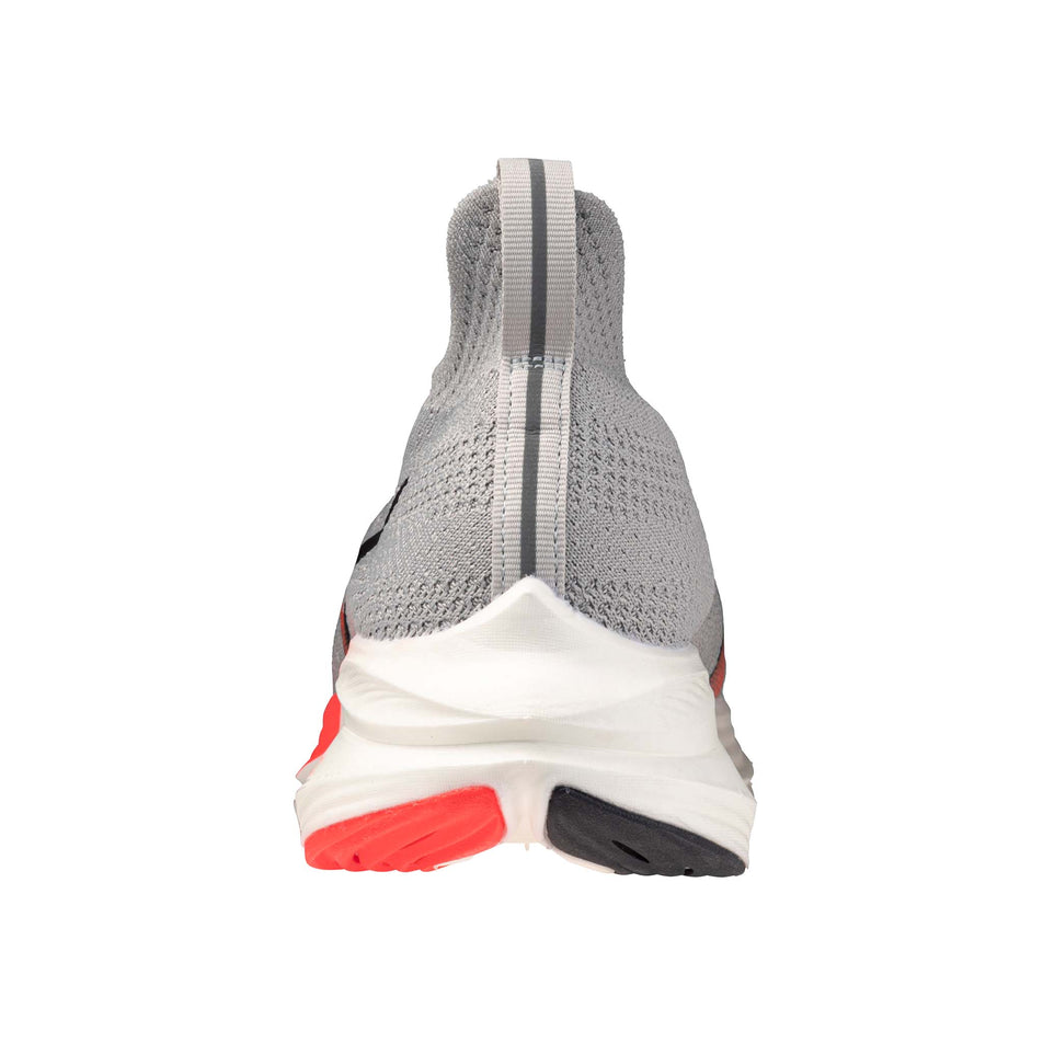 The back of the left shoe from a pair of Mizuno Men's Neo Zen Running Shoes in the Odyssey Gray/Silver/Citrus colourway. (8691805651106)