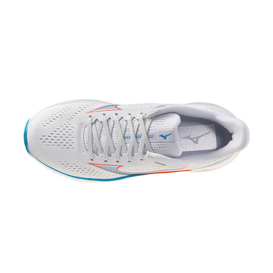 The upper of the left shoe from a pair of Mizuno Men's Wave Inspire 22 Running Shoes in the Cloudscape colourway.