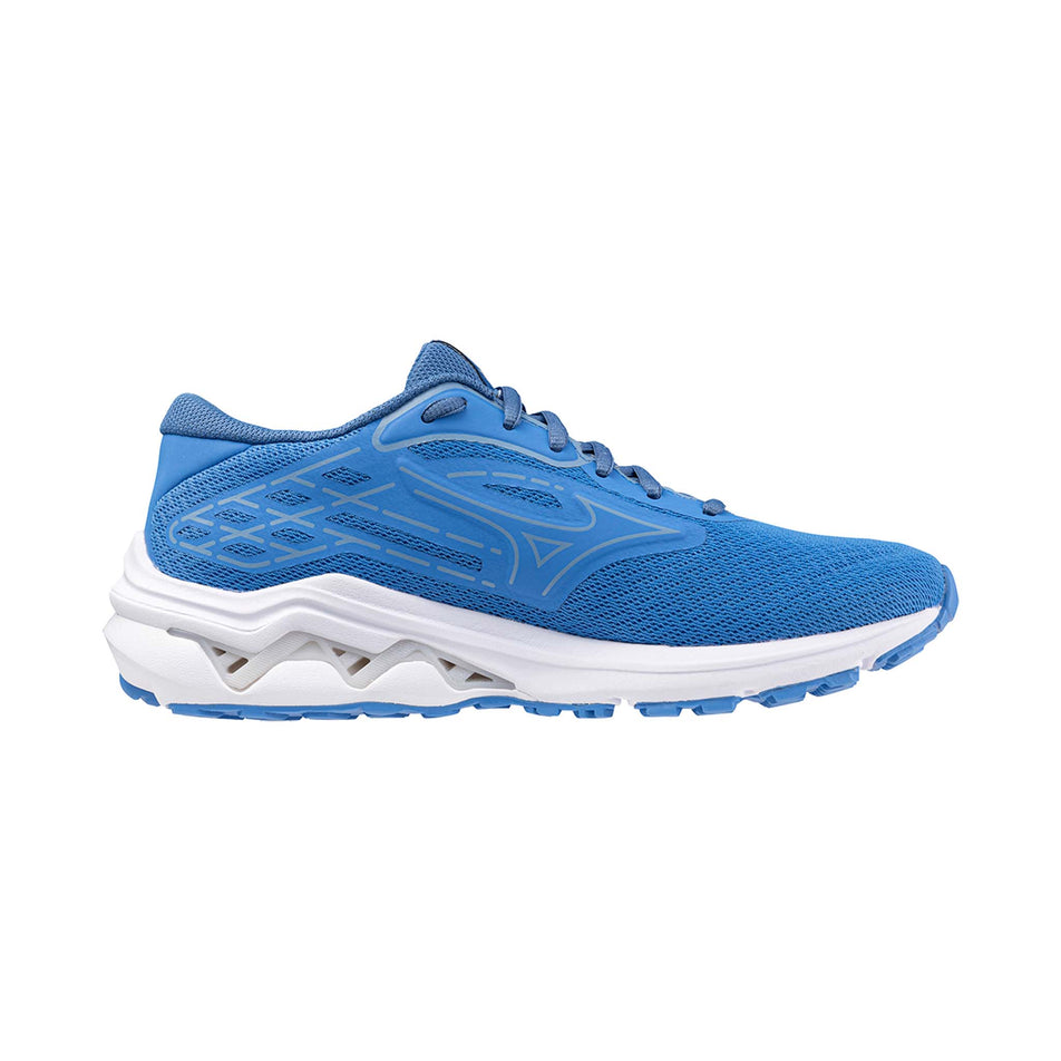 Medial side of the left shoe from a pair of Mizuno Women's Wave Equate 8 Running Shoes in the Marina/Nimbus Cloud/Federal Blue colourway (8146850513058)