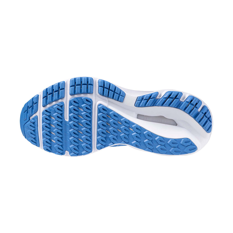 Outsole of the left shoe from a pair of Mizuno Women's Wave Equate 8 Running Shoes in the Marina/Nimbus Cloud/Federal Blue colourway (8146850513058)