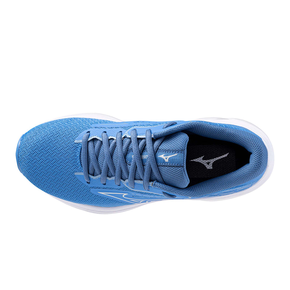 Upper of the left shoe from a pair of Mizuno Women's Wave Equate 8 Running Shoes in the Marina/Nimbus Cloud/Federal Blue colourway (8146850513058)