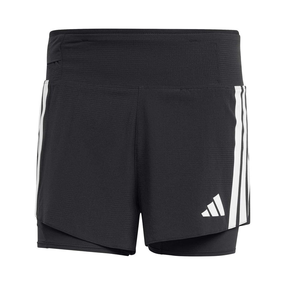 Front view of the adidas Men's Adizero 2in1 Short in the Black colourway. (8566982148258)