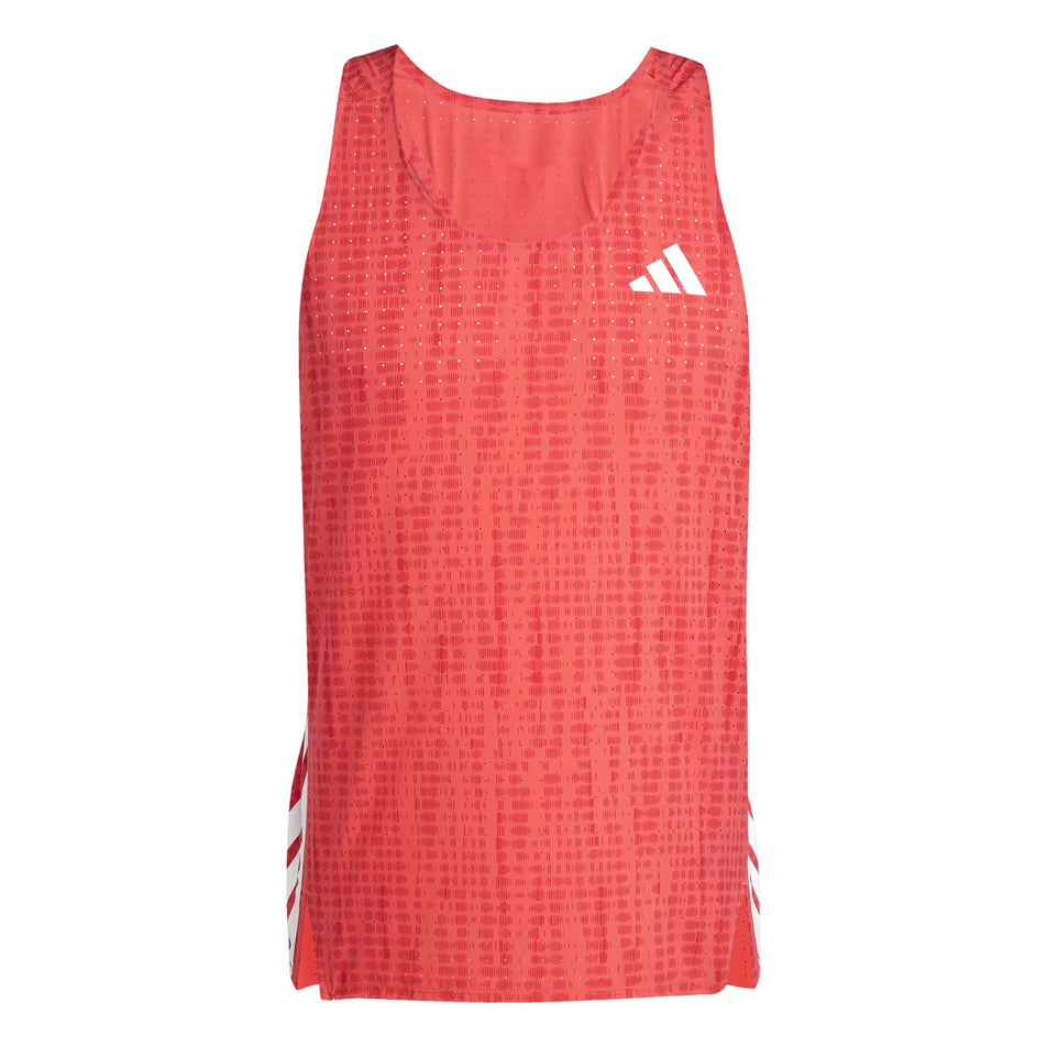 An adidas Men's Adizero Singlet in the Semi Lucid Red/Pure Ruby colourway. (8599936270498)