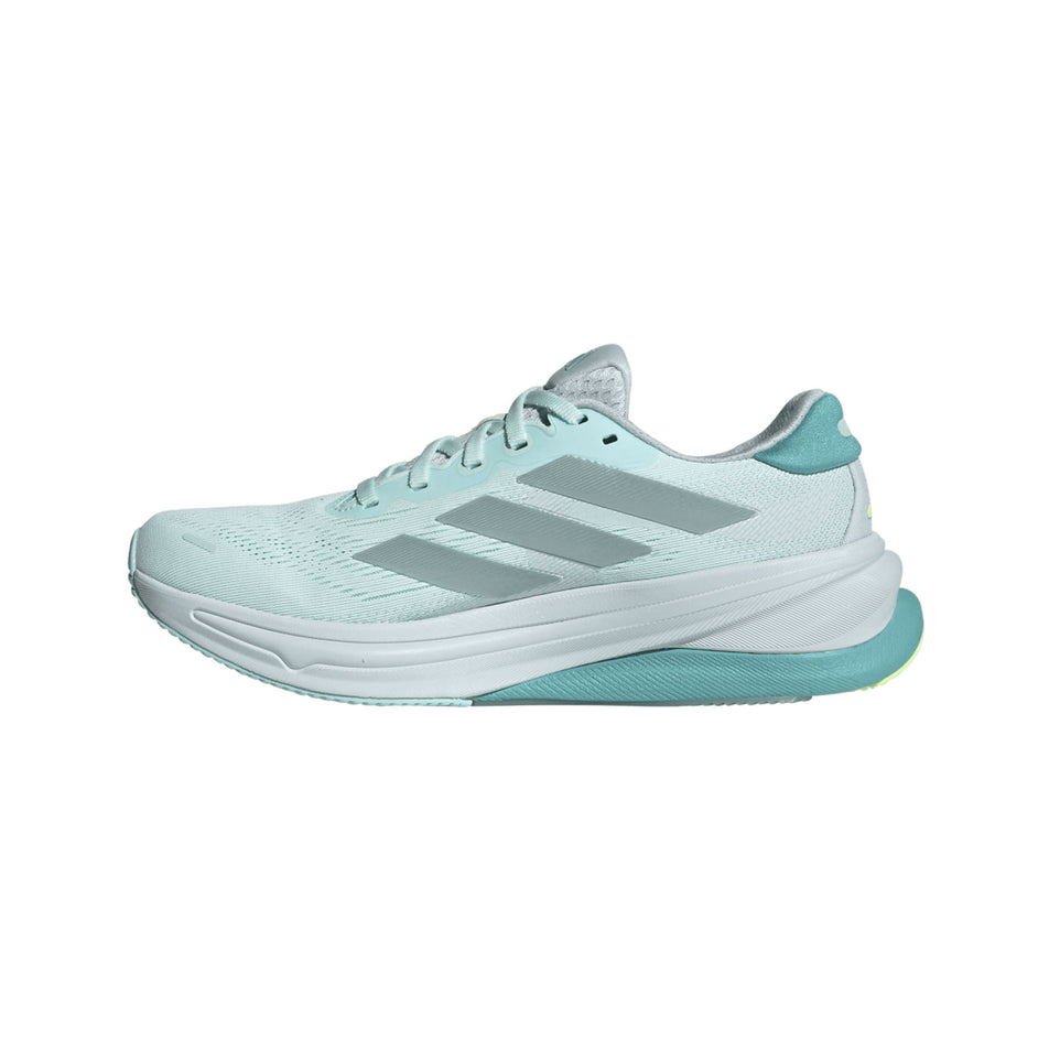 Medial view of the right shoe from a pair of adidas Women's Supernova Solution 2 Running Shoes in the Halo Mint/Magic Grey Met/Mint Ton colourway. (8663002710178)