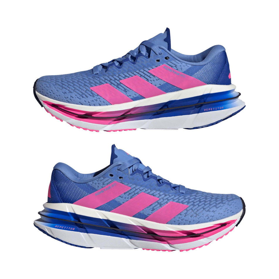 A pair of adidas Women's Adistar BYD Running Shoes Blue Fusion/Lucid Pink/Lucid Blue colourway. (8662994976930)