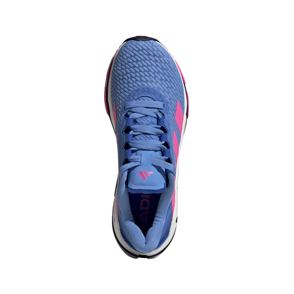 The upper of the right shoe from a pair of adidas Women's Adistar BYD Running Shoes Blue Fusion/Lucid Pink/Lucid Blue colourway. (8662994976930)