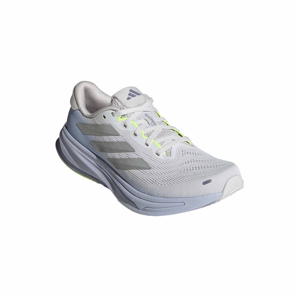 Lateral view of the right shoe from a pair of adidas Women's Supernova Rise 2 Running Shoes in the Dash Grey/Matte Silver/Silver Violet colourway. (8618634903714)