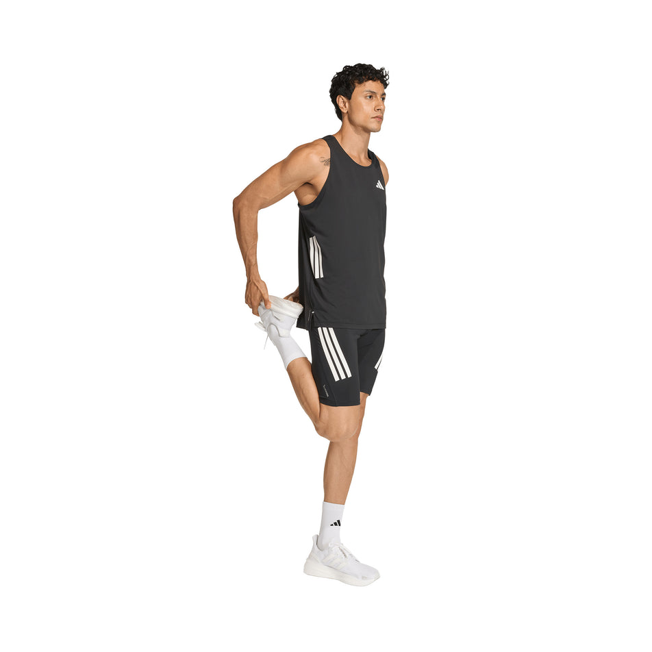 Angled view of a model wearing the adidas Men's adi365 Short Tight in the Black colourway.