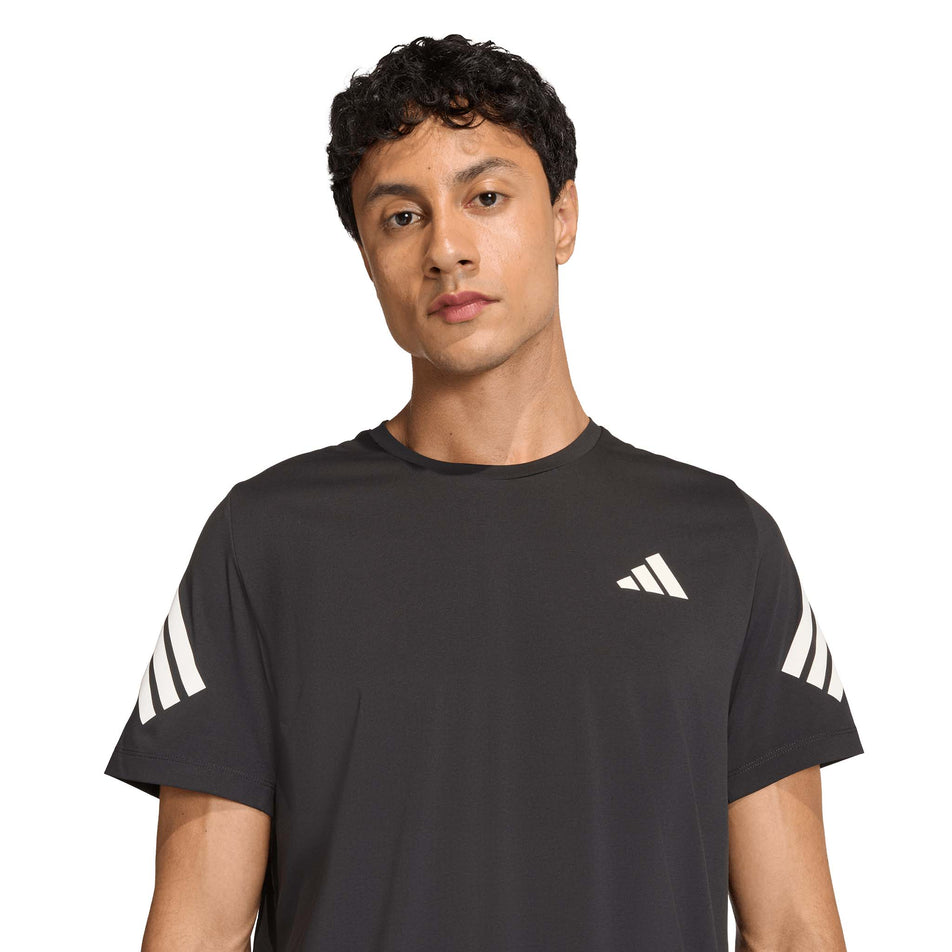 Front view of a model wearing the adidas Men's adi365 Tee in the Black colourway.