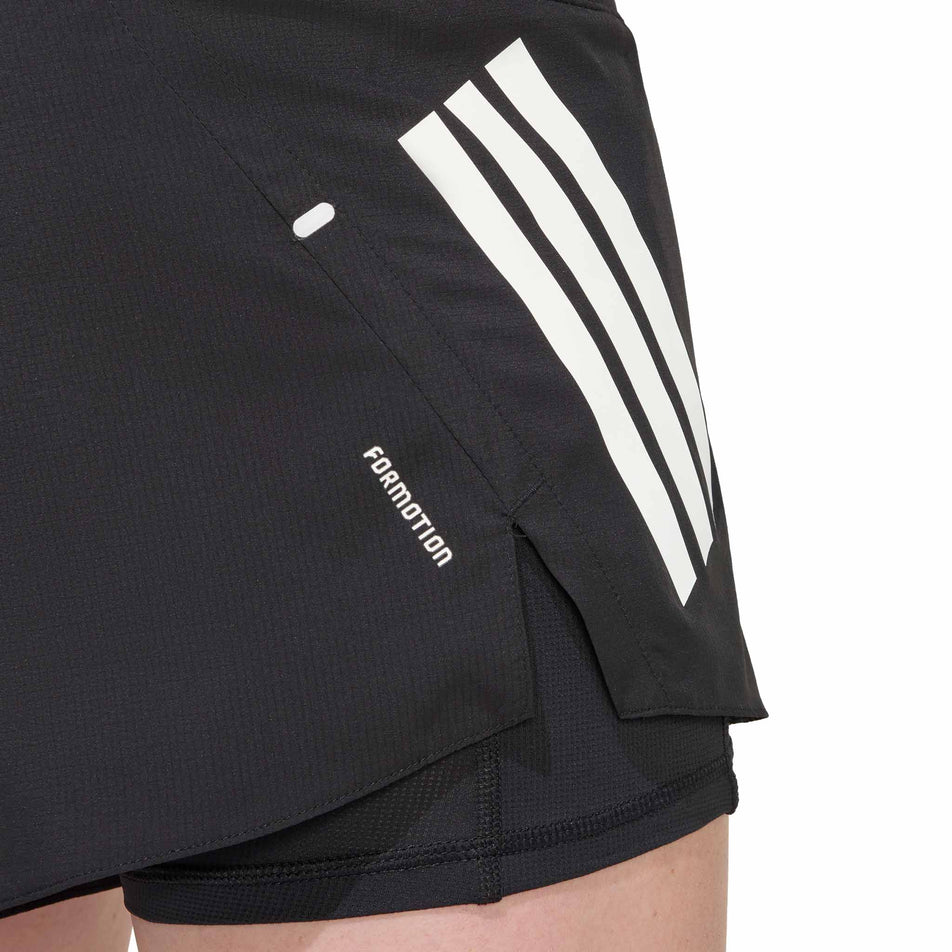 Close-up view of the inner short in the adidas Women's adi365 2in1 Short in the Black colourway.