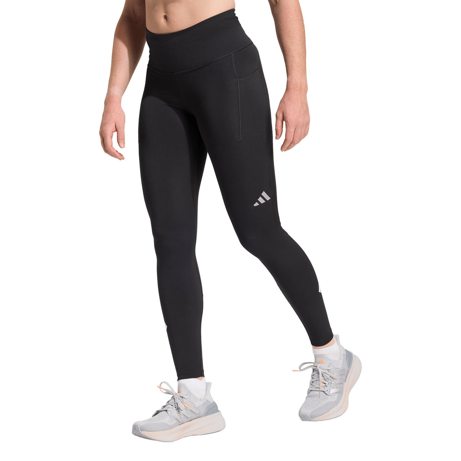 Front view of a model wearing the adidas Women's adi365 3S 1/1 Tights in the Black colourway.