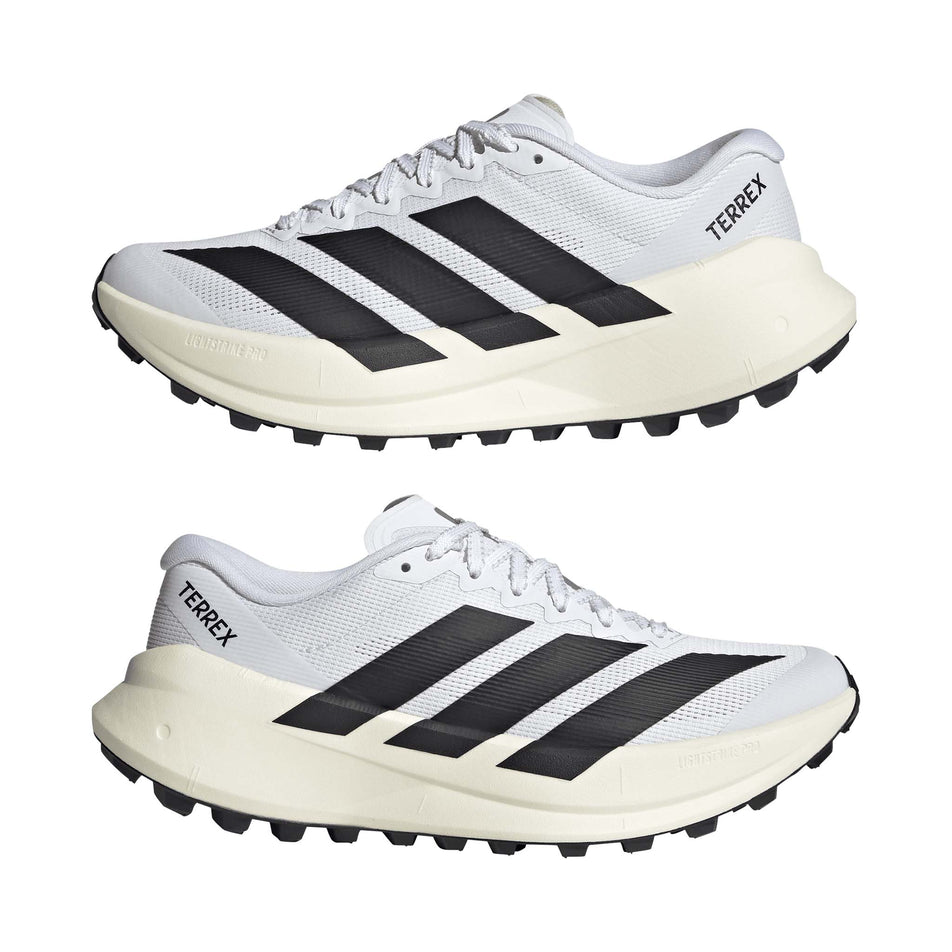 A pair of adidas Women's Terrex Agravic SL Running Shoes in the Ftwr White/Core Black/Ftwr White colourway.