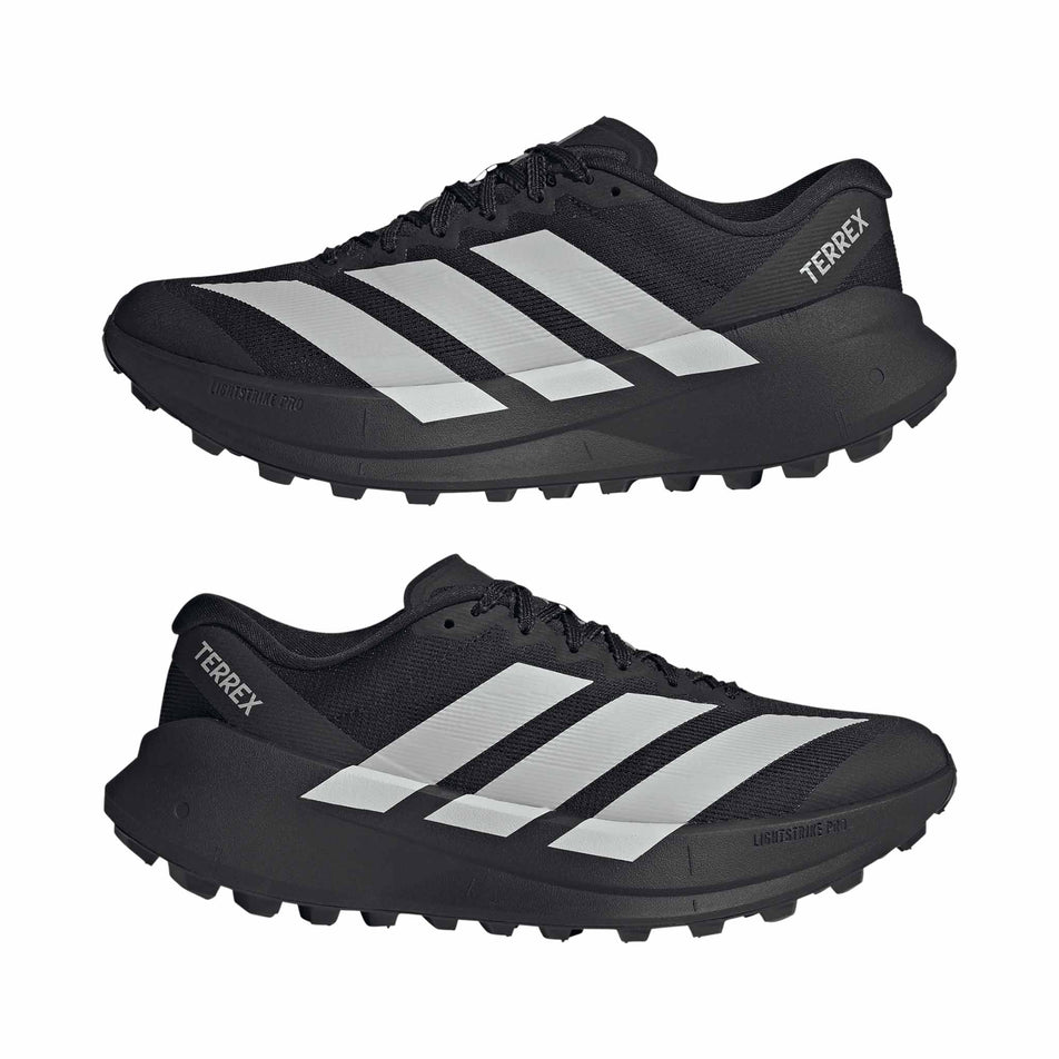 A pair of adidas Men's Terrex Agravic SL Running Shoes in the Core Black/Grey Two/Core Black colourway.