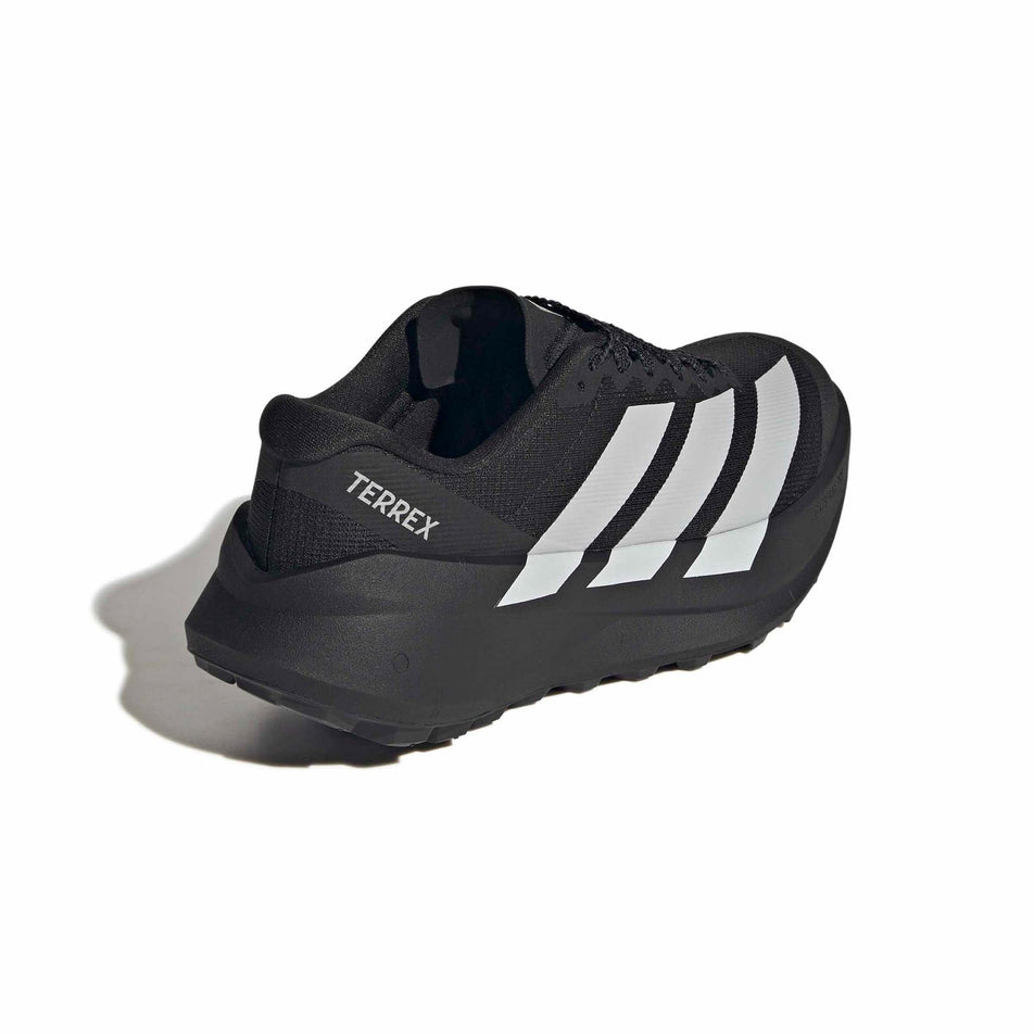 Lateral view of the right shoe from a pair of adidas Women's Terrex Agravic SL Running Shoes in the Core Black/Grey Two/Core Black colourway.