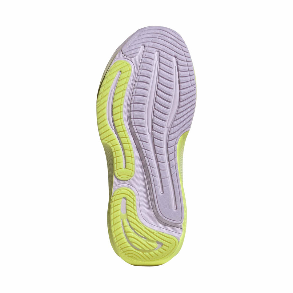 The outsole of the right shoe from a pair of adidas Women's Supernova Rise 3 Running Shoes in the Crystal White/Silver Met./Purple Tint colourway.