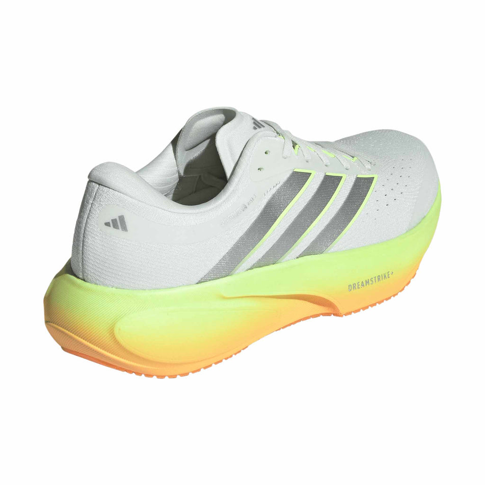Lateral view of the right shoe from a pair of adidas Men's Supernova Rise 3 Running Shoes in the Crystal Jade/Silver Met./Lucid Tangerine colourway.