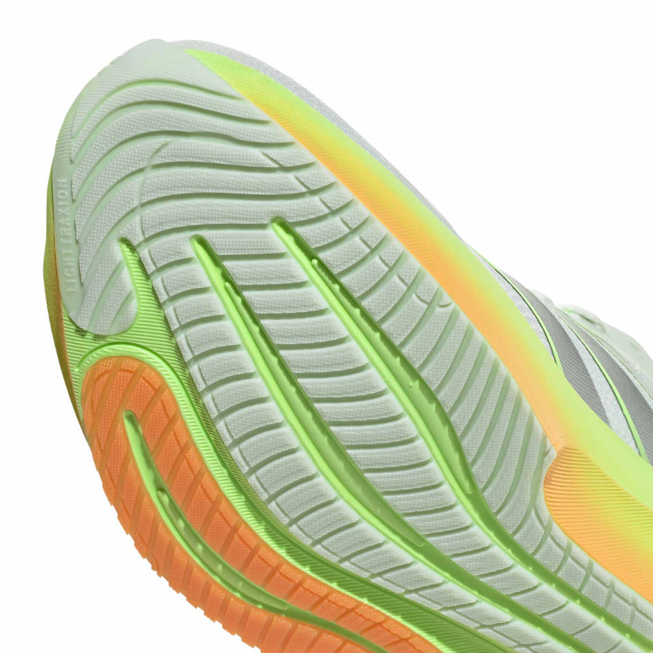 The outsole of the right shoe from a pair of adidas Men's Supernova Rise 3 Running Shoes in the Crystal Jade/Silver Met./Lucid Tangerine colourway.
