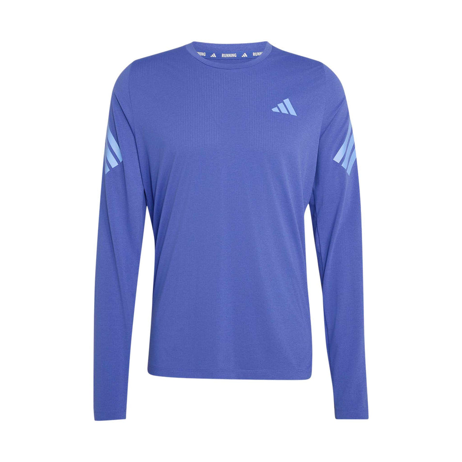 Front view of the adidas Men's adi365 Long Sleeve Running Top in the Dual Indigo. colourway.