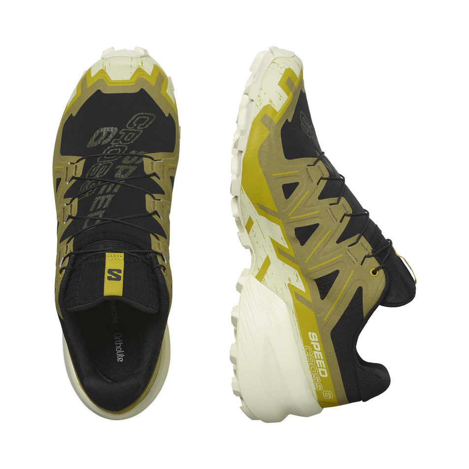 A pair of Salomon Men's Speedcross 6 Running Shoes in the Black/Cress Green/Transparent colourway (7986242125986)