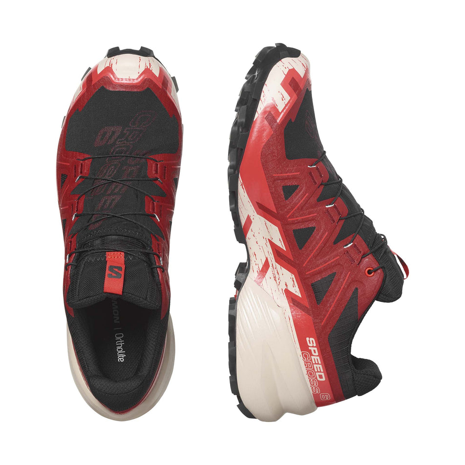 A pair of Salomon Men's Speedcross 6 GORE-TEX Running Shoes in the Black/Red Dalhia/Poppy Red colourway (7986257232034)