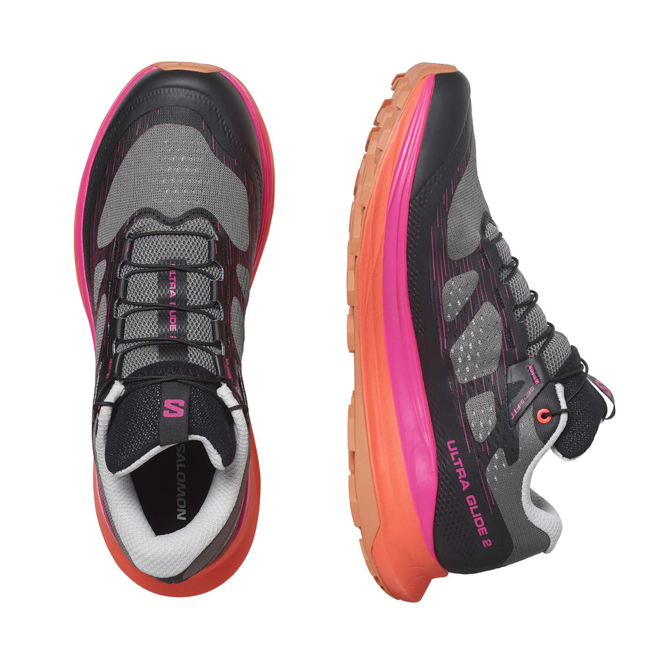 A pair of Salomon Women's Ultra Glide 2 Running Shoes in the Plum Kitten/Black/Pink Glo colourway (7986332106914)