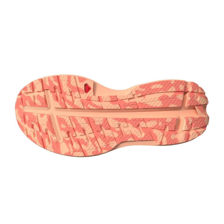 Outsole of the right shoe from a pair of Salomon Women's Aero Glide 2 Running Shoes in the Spice Route/Peach Quartz/Fresh Salmon colourway (8193571586210)