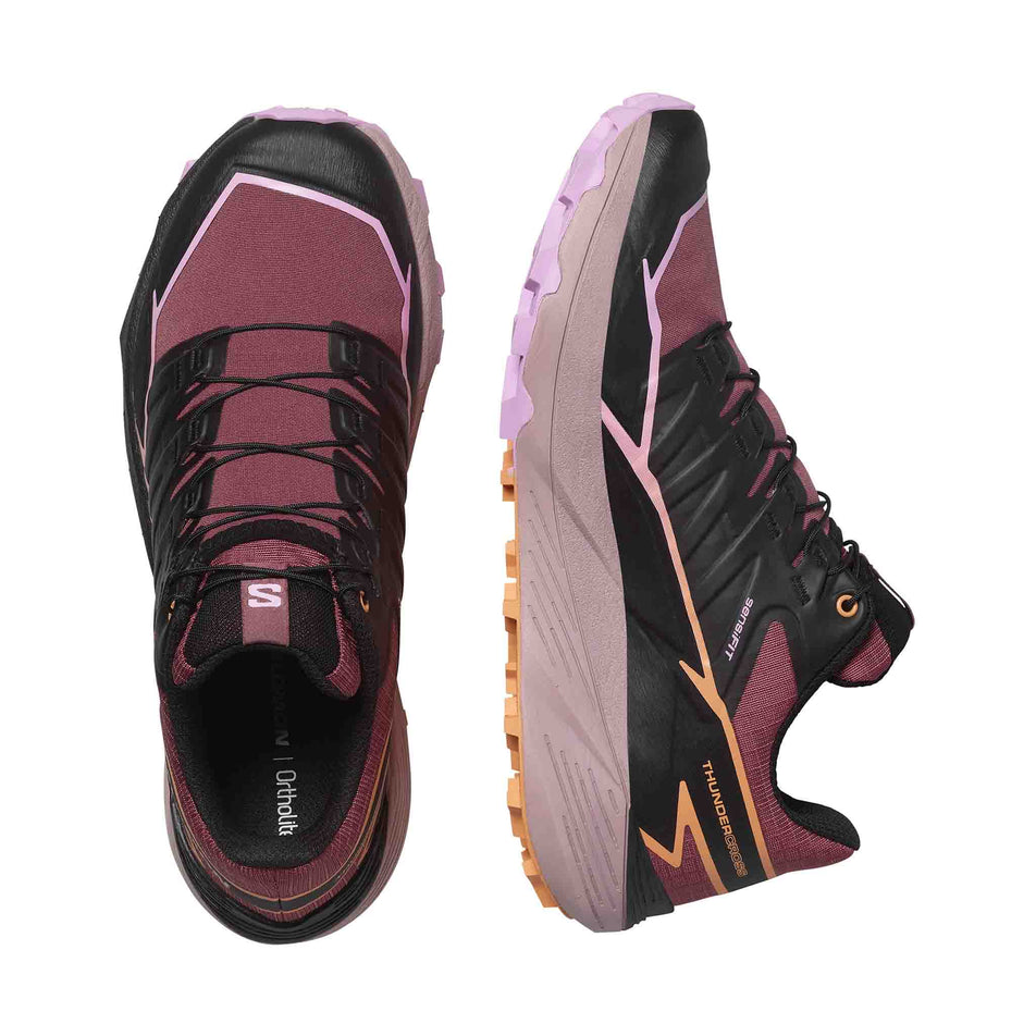 A pair of Salomon Women's Thundercross Running Shoes in the Nocturne/Black/Papaya colourway (8407329800354)