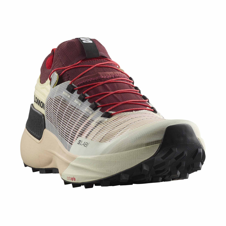 Lateral side of the right shoe from a pair of Salomon Unisex S/LAB Genesis Running Shoes in the Vanilla Ice colourway. (8576038502562)