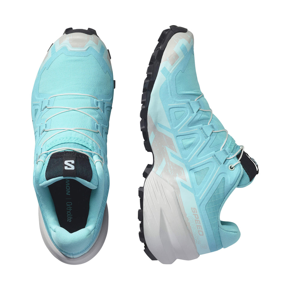 A pair of Salomon Women's Speedcross 6 Running Shoes in the Blue Curacao/Lunar Rock/Iced Aqua colourway. (8576015925410)