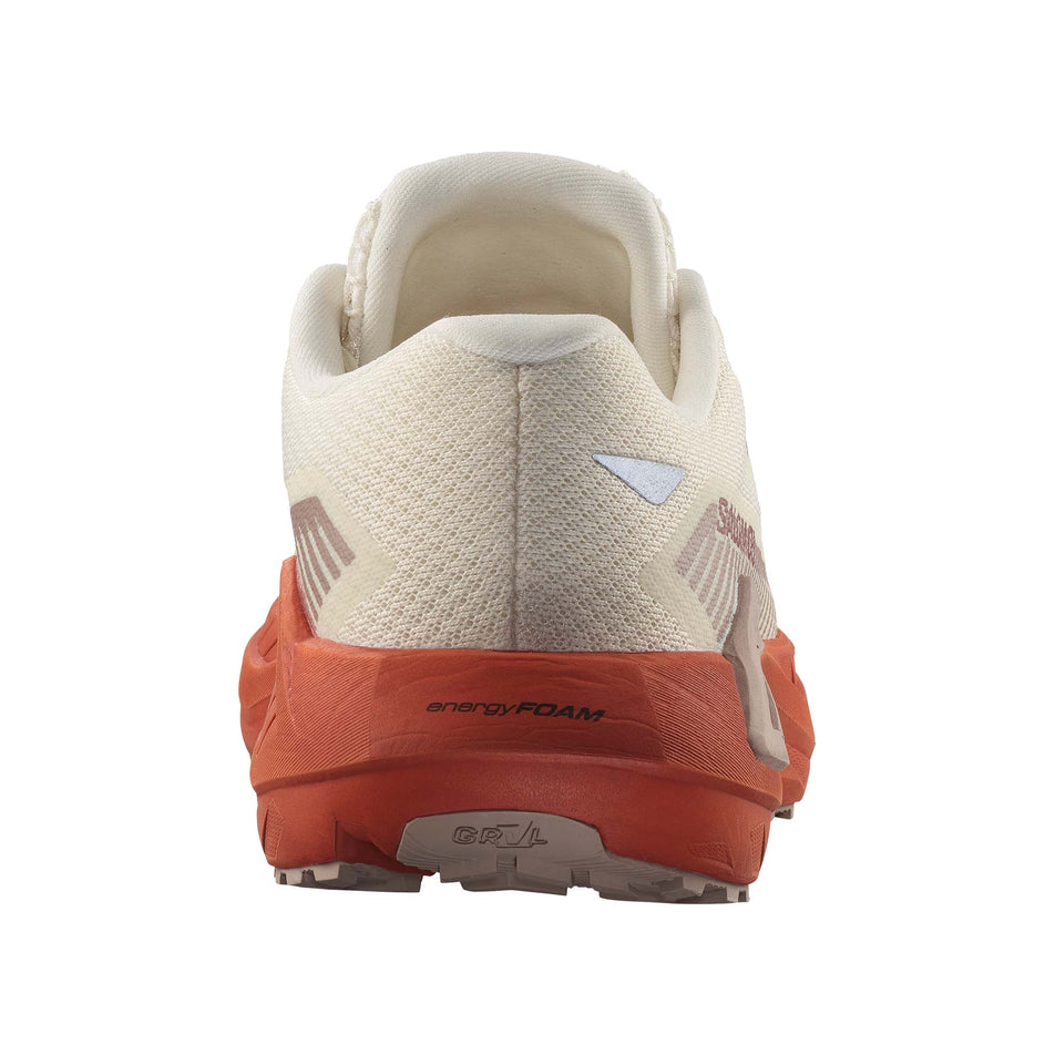 The back of the right shoe from a pair of Salomon Women's DRX Defy GRVL Running Shoes in the Vanilla Ice/Burnt Ochre/Etherea colourway. (8721050861730)