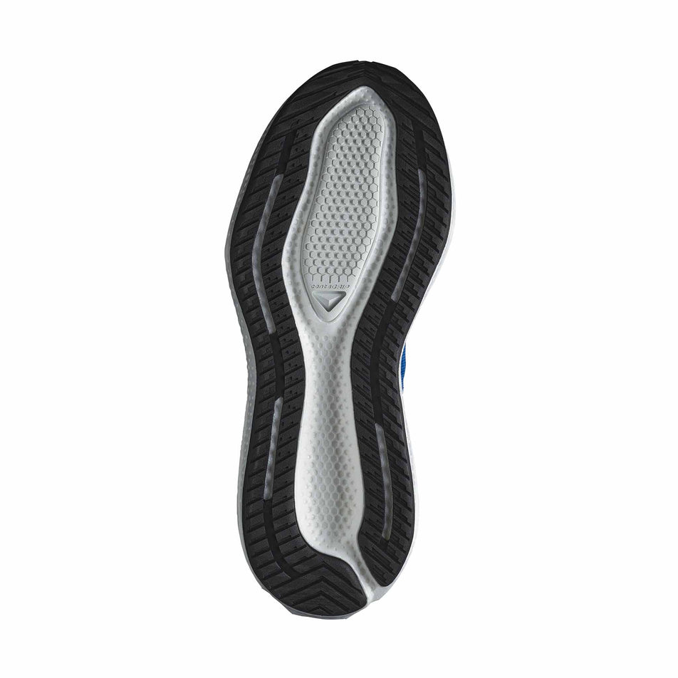 The outsole of the right shoe from a pair of Salomon Men's Aero Glide 3 Running Shoes in the French Blue/White/Cherry Tomato colourway. (8576008257698)