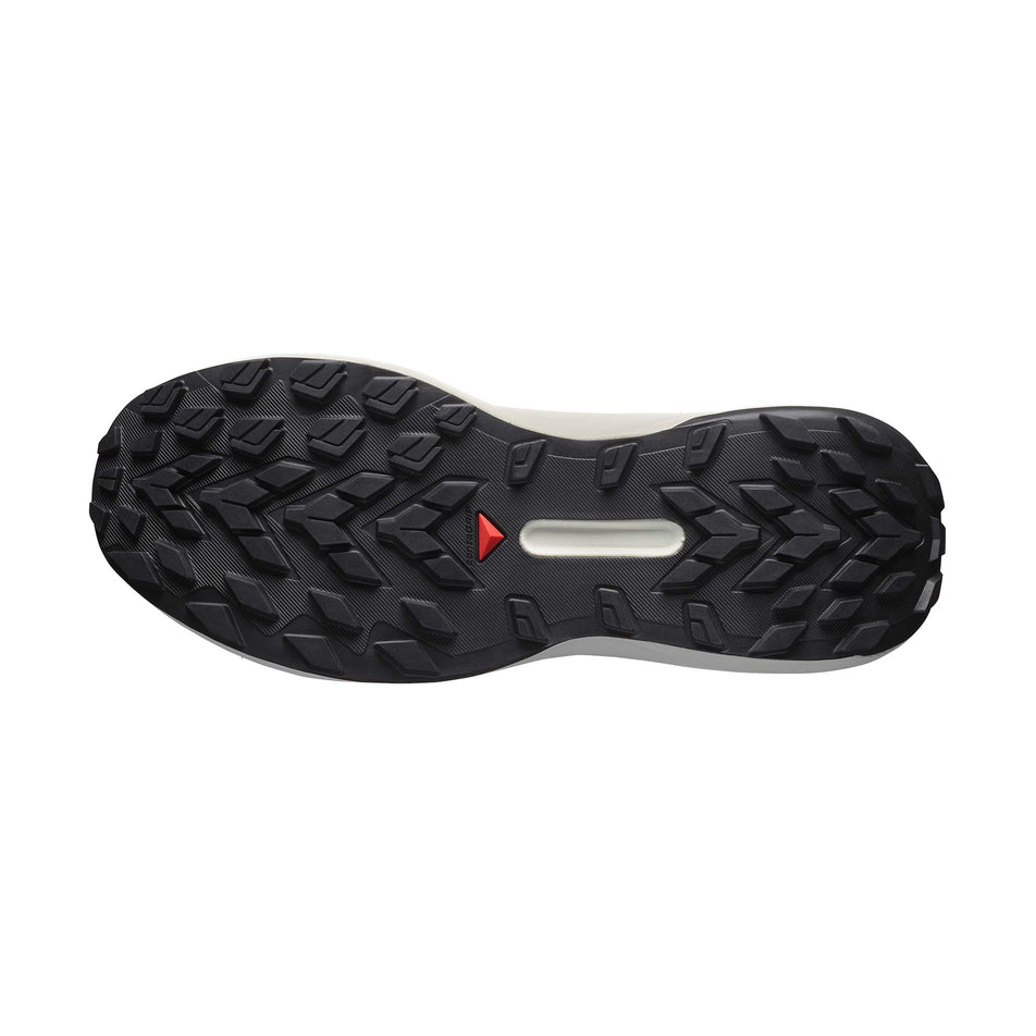 The outsole of the left shoe from a pair of Salomon Men's Genesis Running Shoes in the White/Oxford Tan/Green Gecko colourway. (8721027104930)