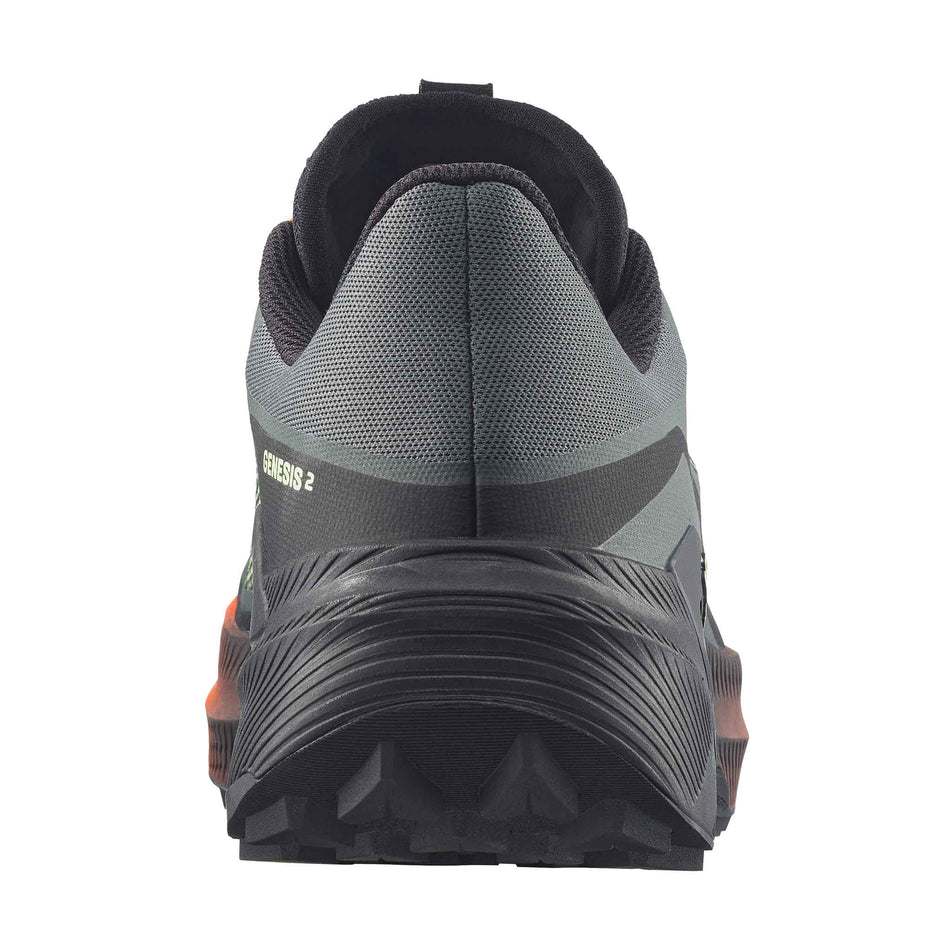 The back of the right shoe from a pair of Salomon Men's Genesis 2 Trail Running Shoes in the Urban Chic/Black colourway.