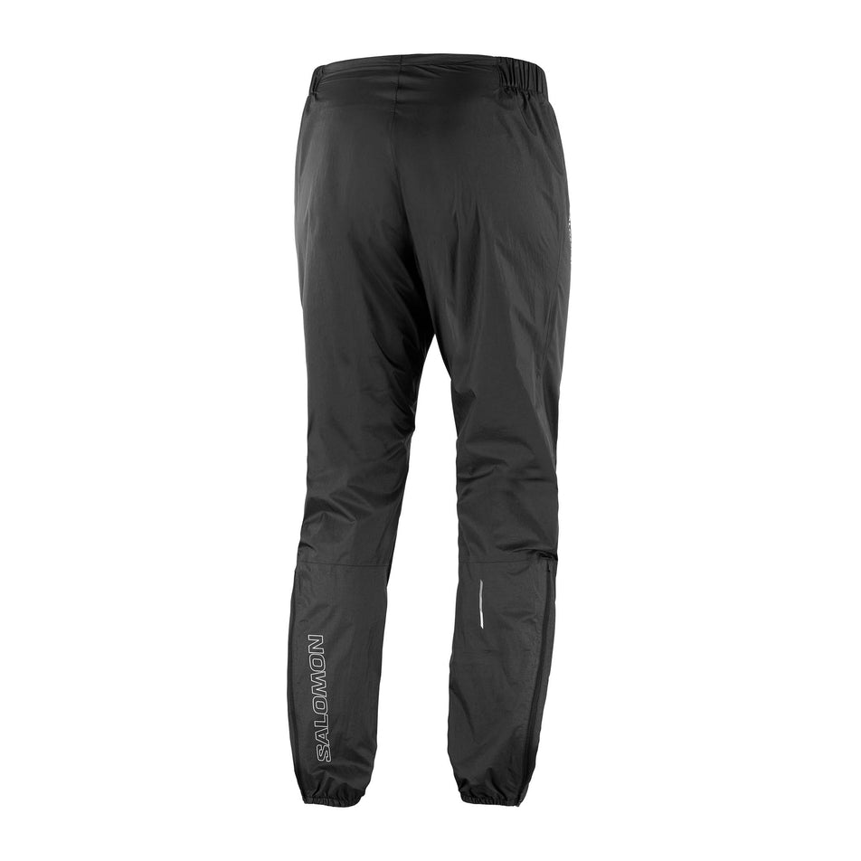 Back view of a pair of Salomon Unisex Bonatti Waterproof Pants in the Deep Black colourway (8071099220130)
